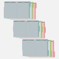 Variously tabbed colored file folders with fastener to keep paper sheets