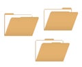 Variously tabbed manila file folders with documents inside mockup