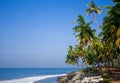 Varkala Beach whise stones palm and trees on a sunny day Royalty Free Stock Photo