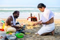 Varkala, India - February 22, 2013: Hindu Brahmin with religious