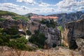 Varlaam Monastery panoramic view, Meteora Monasteries, Trikala, Thessaly, Greece Royalty Free Stock Photo