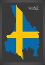 Varmland map of Sweden with Swedish national flag illustration