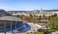 Aerial view from drone to Palace of Culture and Sports and Nikola Vaptsarov Naval Academy Royalty Free Stock Photo