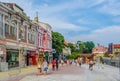 VARNA, BULGARIA, AUGUST 8, 2014: People are strolling through a pedestrian boulevard in Varna, Bulgaria....IMAGE