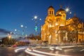 VARNA, BULGARIA, 14.12.2015: The Cathedral of the Assumption. lluminated at night. - one of the landmarks of Varna, Bulgaria.