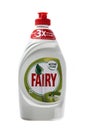 Bottle of original Fairy washing up liquid. Dish soap with an apple scent and active foam. Is