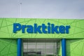 Varna, Bulgaria - February 1, 2016: Praktiker logo on their market. Praktiker is an international hypermarket chain, opened its fi