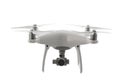Varna, Bulgaria - July 21 ,2016: Flying drone quadcopter Dji Phantom 4 Optimized Vision Positioning System, isolated on white