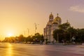 Sunset view of Dormition of the Theotokos Cathedral, Varna