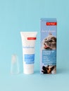 Veterinary gel Dentalmax for prevention plaque and halitosis and for tooth enamel strengthening. Toothpaste and silicone