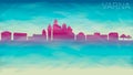 Varna Bulgaria Skyline City Silhouette. Broken Glass Abstract Geometric Dynamic Textured. Banner Background. Colorful Shape Compos