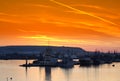 Varna port blazing sunset sky