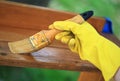 Varnishing plank Royalty Free Stock Photo
