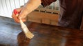 Varnishing the surface of wooden furniture