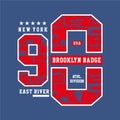 Varsity style, New York Brooklyn athletic sport typography for t shirt print