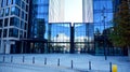 Varso Place office building. Facade texture of a glass mirrored office building. Bottom view of modern skyscrapers in business dis Royalty Free Stock Photo