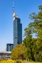 Varso Tower final construction at Chmielna street in Srodmiescie business district of Warsaw city center in Poland