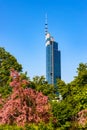 Varso Tower final construction at Chmielna street in Srodmiescie business district of Warsaw city center in Poland