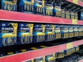 Varta batteries for sale in a supermarket Royalty Free Stock Photo