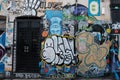 A vary artistic and decorated wall with art and graffiti\'s, Shoreditch, Uk