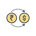 Color illustration icon for Vary, change and currency