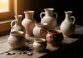 Vary in shape and size, featuring vases, jugs, and pots with intricate Royalty Free Stock Photo