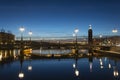 Vasabron and Stockholm City hall night Royalty Free Stock Photo