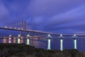 Vasco da Gama bridge at night in Lisbon, Portugal Royalty Free Stock Photo