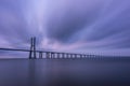 Vasco da Gama bridge at night in Lisbon, Portugal Royalty Free Stock Photo