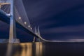 Vasco da Gama bridge at night in Lisbon, Portugal Royalty Free Stock Photo