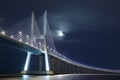Vasco da Gama bridge at night, Lisbon, Portugal Royalty Free Stock Photo