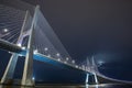 Vasco da Gama Bridge at night. Lisbon, Portugal Royalty Free Stock Photo