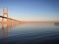Vasco da Gama Bridge over the Tagus river near Lisbon, Portugal, December 2017 Royalty Free Stock Photo