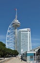 Vasco da Gama tower with Myriad Hotel in Lisbon - Portugal