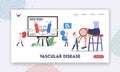 Vascular Disease Landing Page Template. Tiny Doctors Characters Presenting Blood Circulation in Vein and Artery Vessels Royalty Free Stock Photo