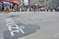 A vase of Anduze drawn on the road, symbol of the know-how of the city