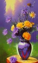 Vase with asters - digital art