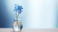 A vase with blue flowers sitting on a table, AI