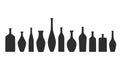 Vase and bottle silhouettes set. Different jugs and vessels silhouette collection. Various forms and shapes of vases