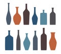 Vase and bottle silhouettes set. Different jugs and vessels silhouette collection. Various forms and shapes of vases