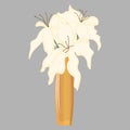 Vase with a bouquet of lilies.White lilies. Flower arrangement in a vase. White fragrant flowers