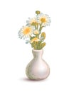 Vase with chamomile flowers