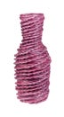 Vase cherry color made using newspaper tubes