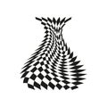Vase chess pattern. Curved diamond texture. Optical illusion shape. Vector swirl illustration.