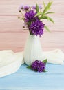 vase of chrysanthemum natural beauty interior season decorative flower, bell on wooden background