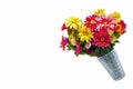 Vase with colorful flowers fall over. Royalty Free Stock Photo