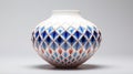 Geometric Design Vase With Blue, Red, And White Colors