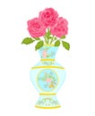 Vase decorated with a floral pattern with roses Royalty Free Stock Photo