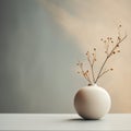 A vase with dried flowers sitting on a table, AI