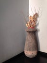 Vase with dried leaves interior Royalty Free Stock Photo